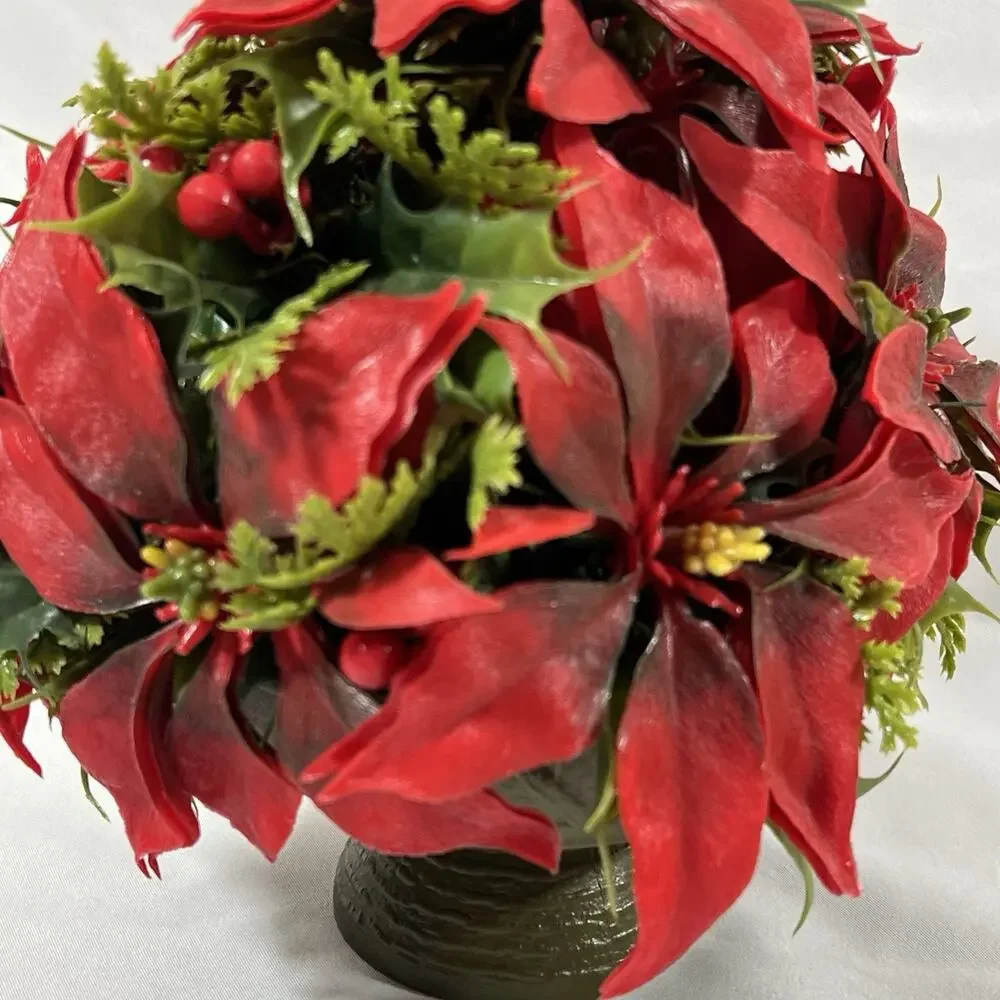 Vintage MCM Christmas Centerpiece Poinsettia Mid Century Kitsch Plastic Floral
